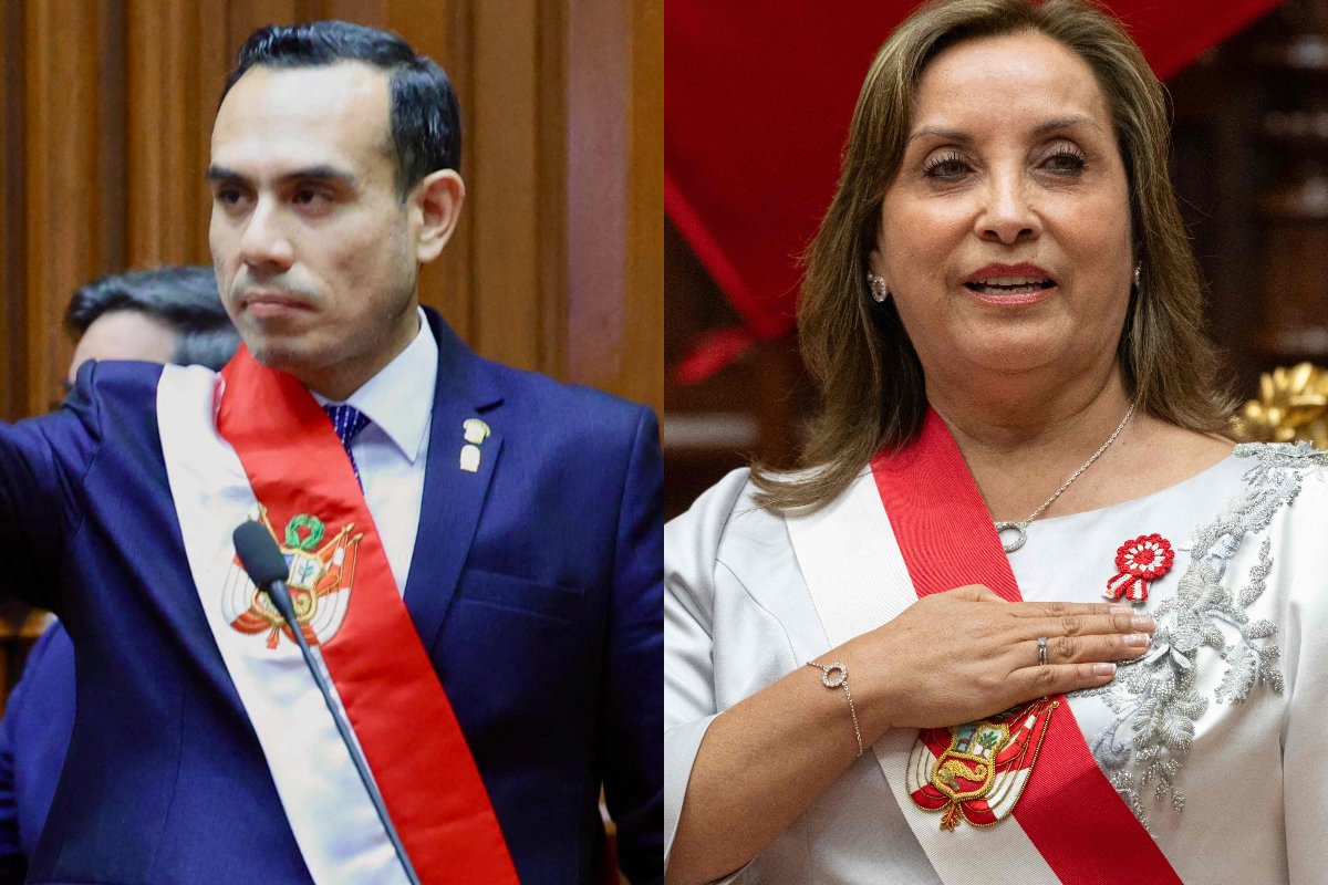 José Jerí (esquerda) substituiu Dina Boluarte (direita) na presidência do Peru - (foto: HANDOUT/AFP - CRIS BOURONCLE/AFP)