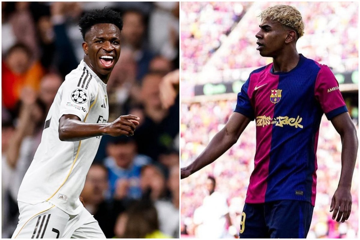Jogadores do Real Madrid e do Barcelona (foto: Divulgação/Real Madrid e Divulgação/Lamine Yamal)