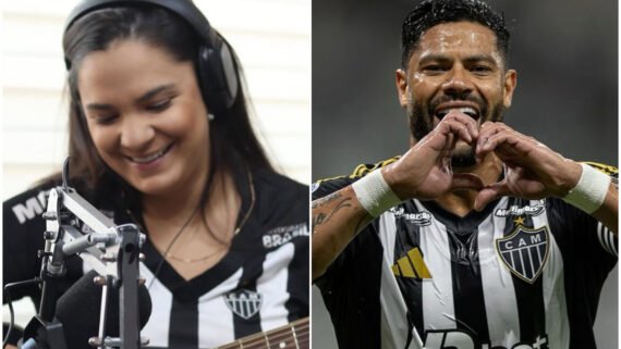 Cantora e Hulk em comemoração (foto: Divulgação/Vitória Rabello e Divulgação/Atlético)