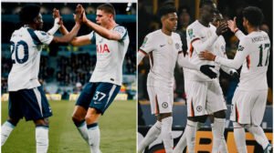 Jogadores de Tottenham e Chelsea durante partida  - Crédito: 