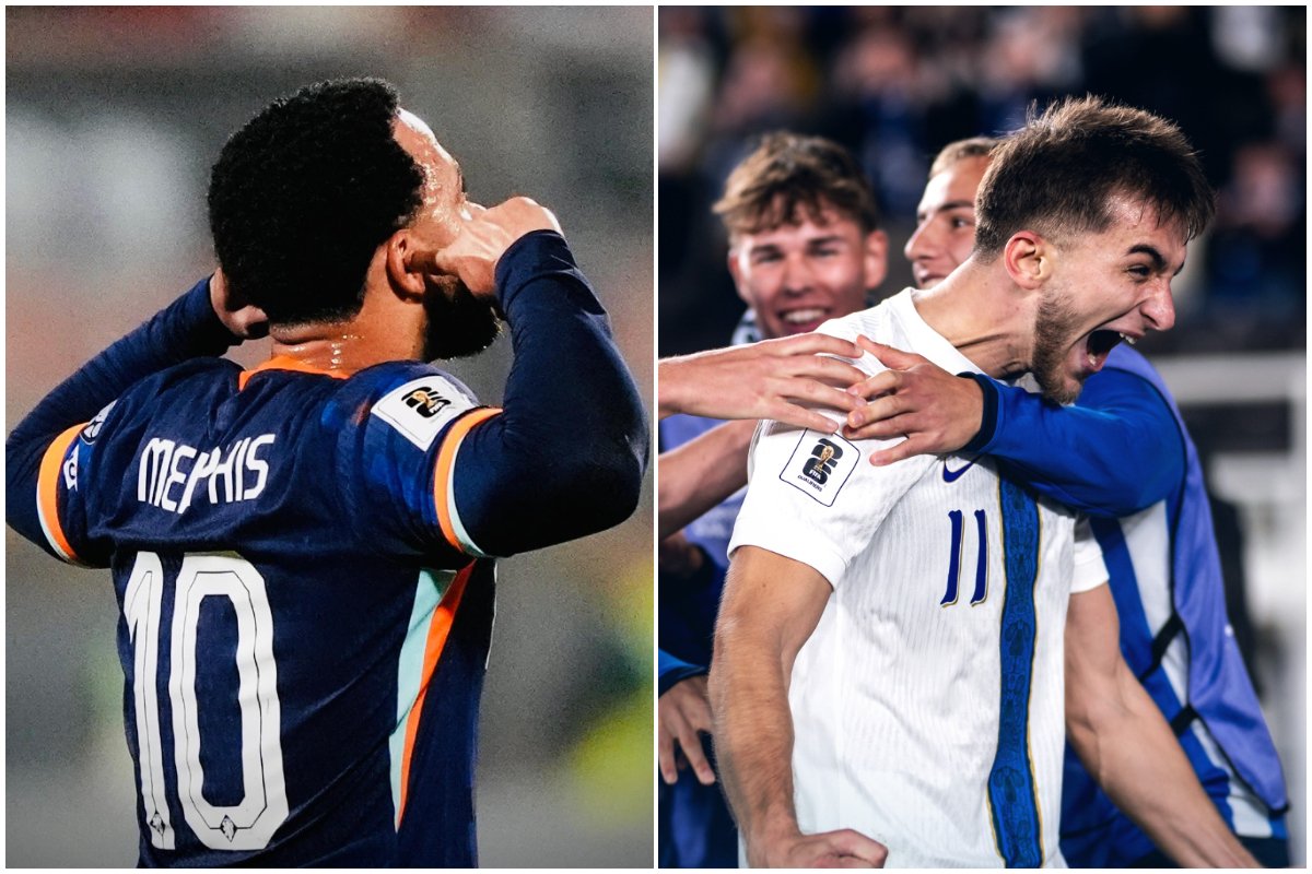 Atletas da seleção Holandesa e Finlandesa comemorando gol por suas respectivas seleções (foto: Divulgação/Holanda e Divulgação/Finlândia)