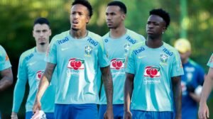 Jogadores da Seleção Brasileira em treinamento - Crédito: 