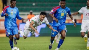 Lance do jogo entre RD Congo e Marrocos, em agosto, pela Copa Africana de Nações - Crédito: 