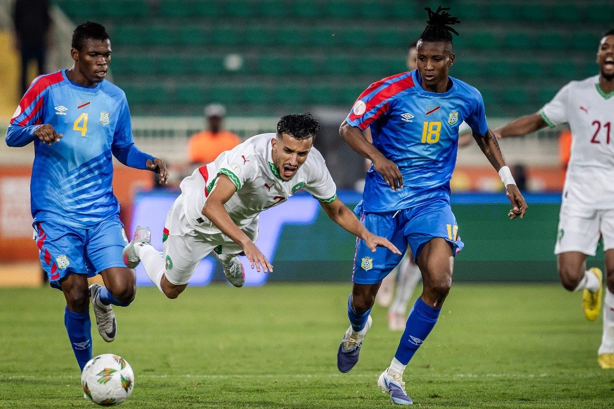 Lance do jogo entre RD Congo e Marrocos, em agosto, pela Copa Africana de Nações (foto: Luis Tato/AFP - 17/8/2025)