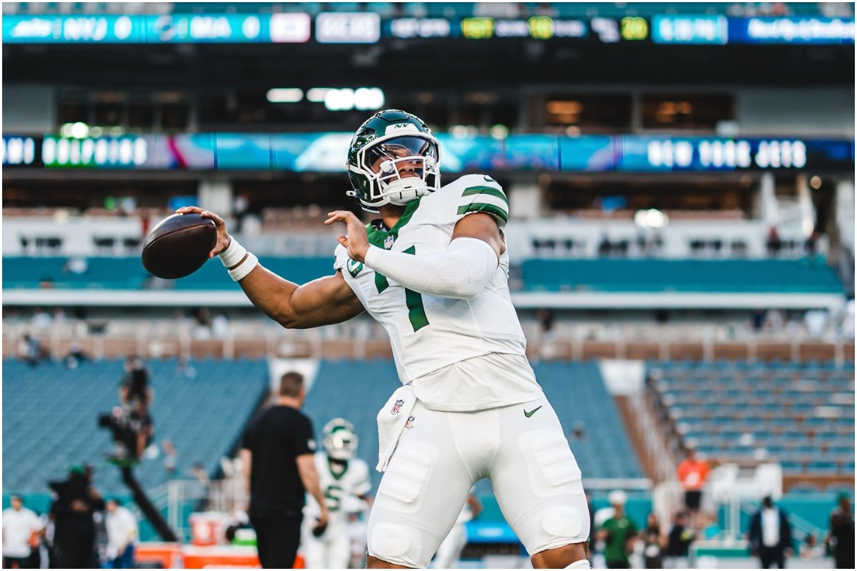 Atleta do New York Jets fazendo um arremesso (foto: Divulgação/New York Jets)