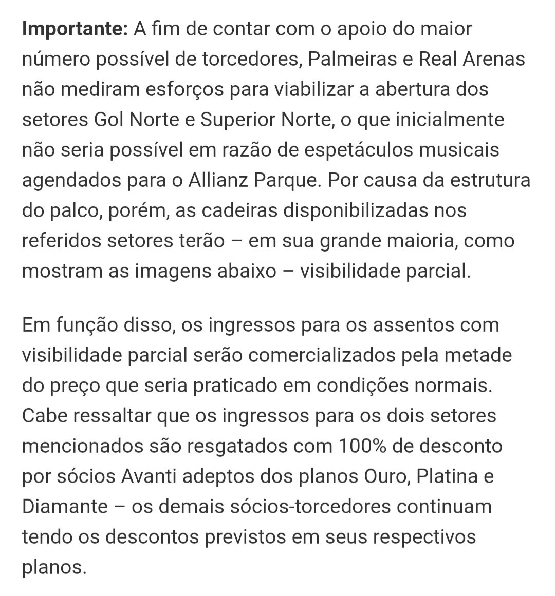 Nota do Palmeiras sobre o Allianz Parque - (foto: Reprodução )