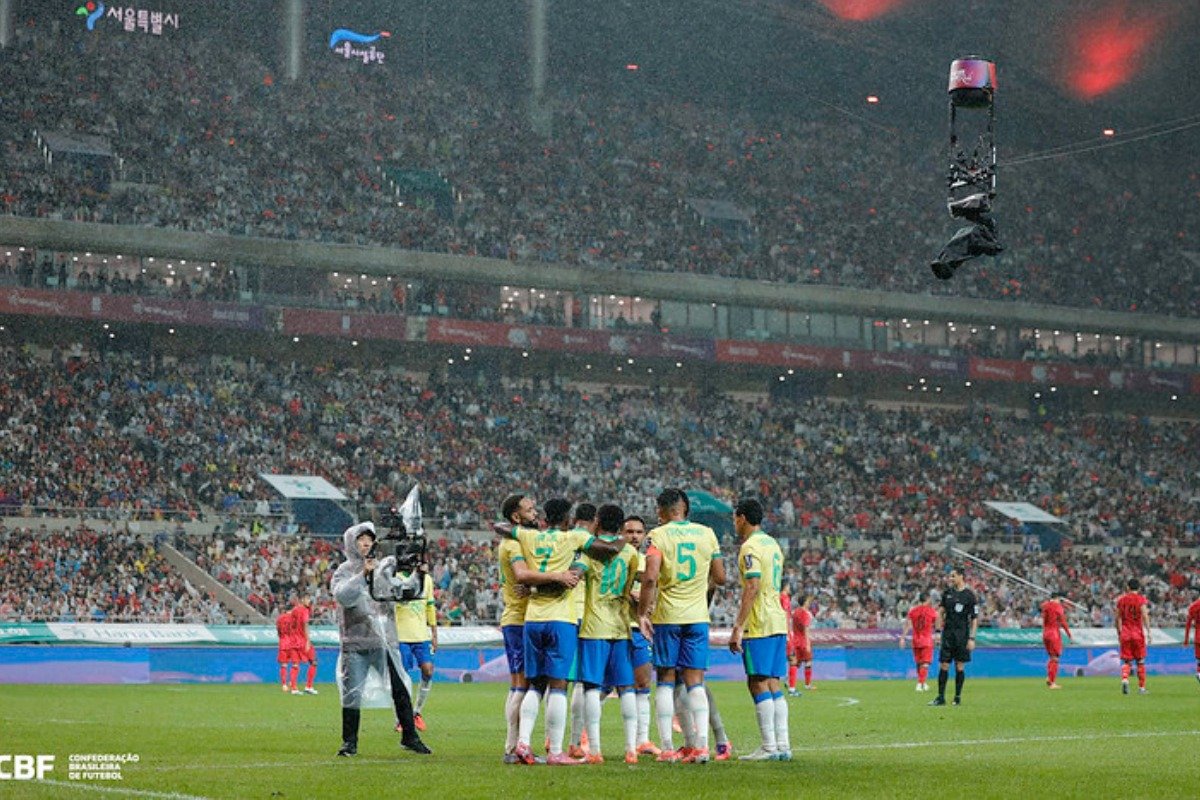 Seleção em amistoso contra a Coreia do Sul (foto: @rafaelribeirorio / CBF)