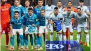 Jogadores do Napoli e Inter posam para foto (foto: Divulgação/Napoli e Divulgação/Inter)