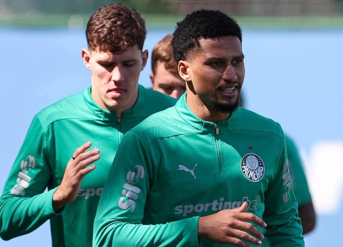 Jogadores do Palmeiras durante treino (foto: Cesar Greco/Palmeiras)