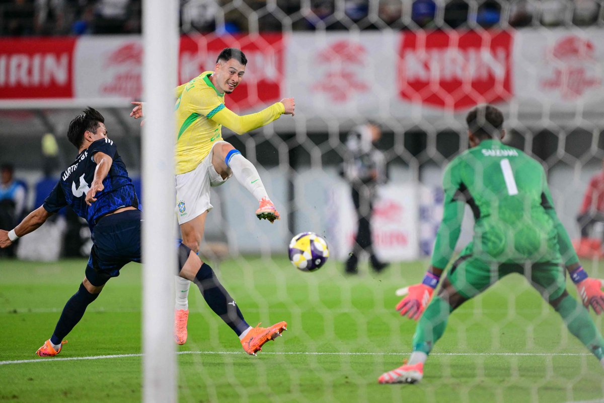 Martinelli marcou o segundo gol do Brasil na derrota para o Japão - (foto: YUICHI YAMAZAKI/AFP)