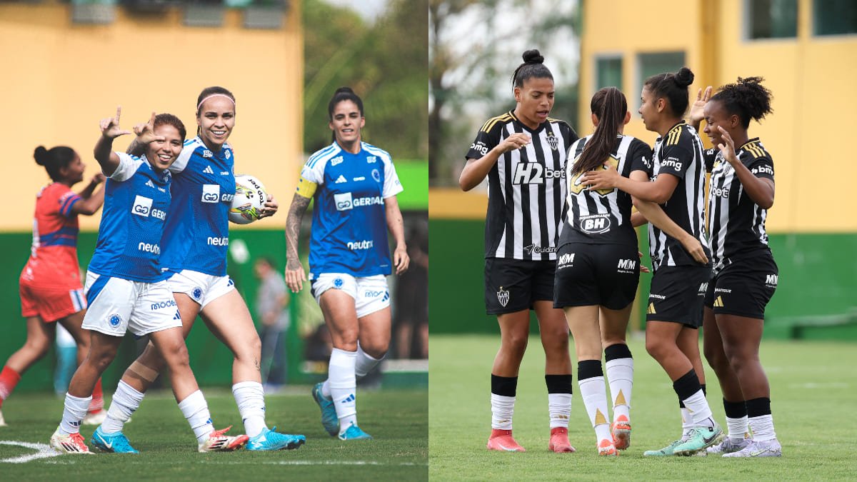 Cruzeiro e Atlético se enfrentam neste sábado, pela terceira rodada do Mineiro Feminino (foto: Gustavo Martins/Cruzeiro; Daniela Veiga/Atlético)