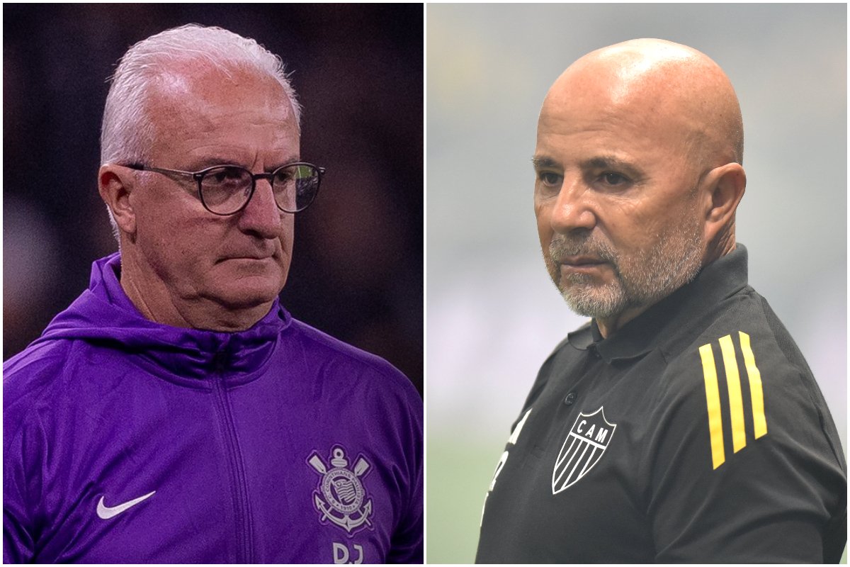 Dorival Júnior e Jorge Sampaoli, técnicos de Corinthians e Atlético, respectivamente (foto: Montagem com imagens de Rodrigo Coca/Agência Corinthians e Ramon Lisboa/EM/D.A. Press)