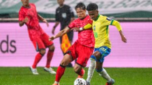 Estêvão durante jogo da Seleção Brasileira contra a Coreia do Sul - Crédito: 