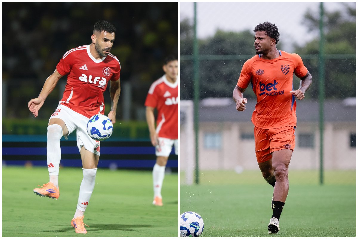 Atletas do Internacional e do Sport Recife atuando pleos seus respectivos clubes (foto: Ricardo Duarte/Internacional e Paulo Paiva/Sport Recife.)