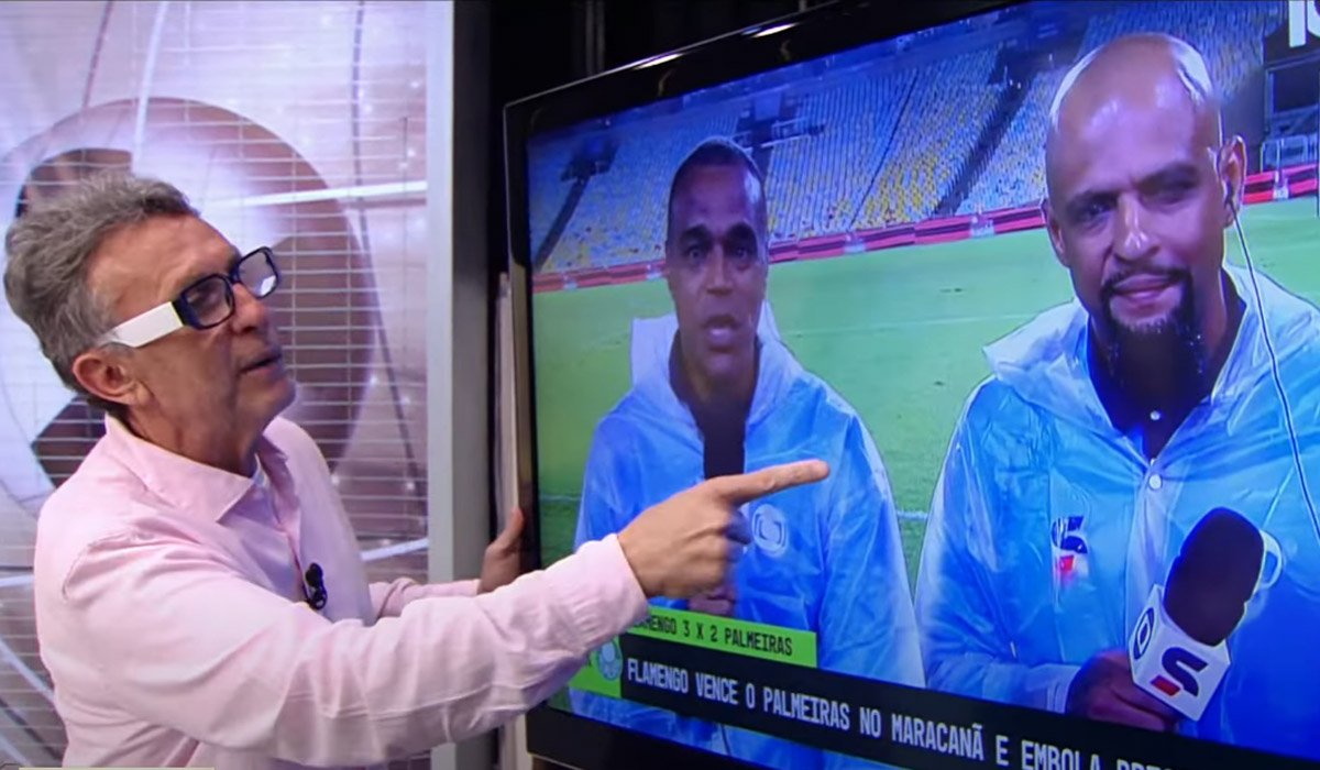Neto critica Denilson e Felipe Melo durante o programa Apito Final, da Band (foto: Reprodução/YouTube)