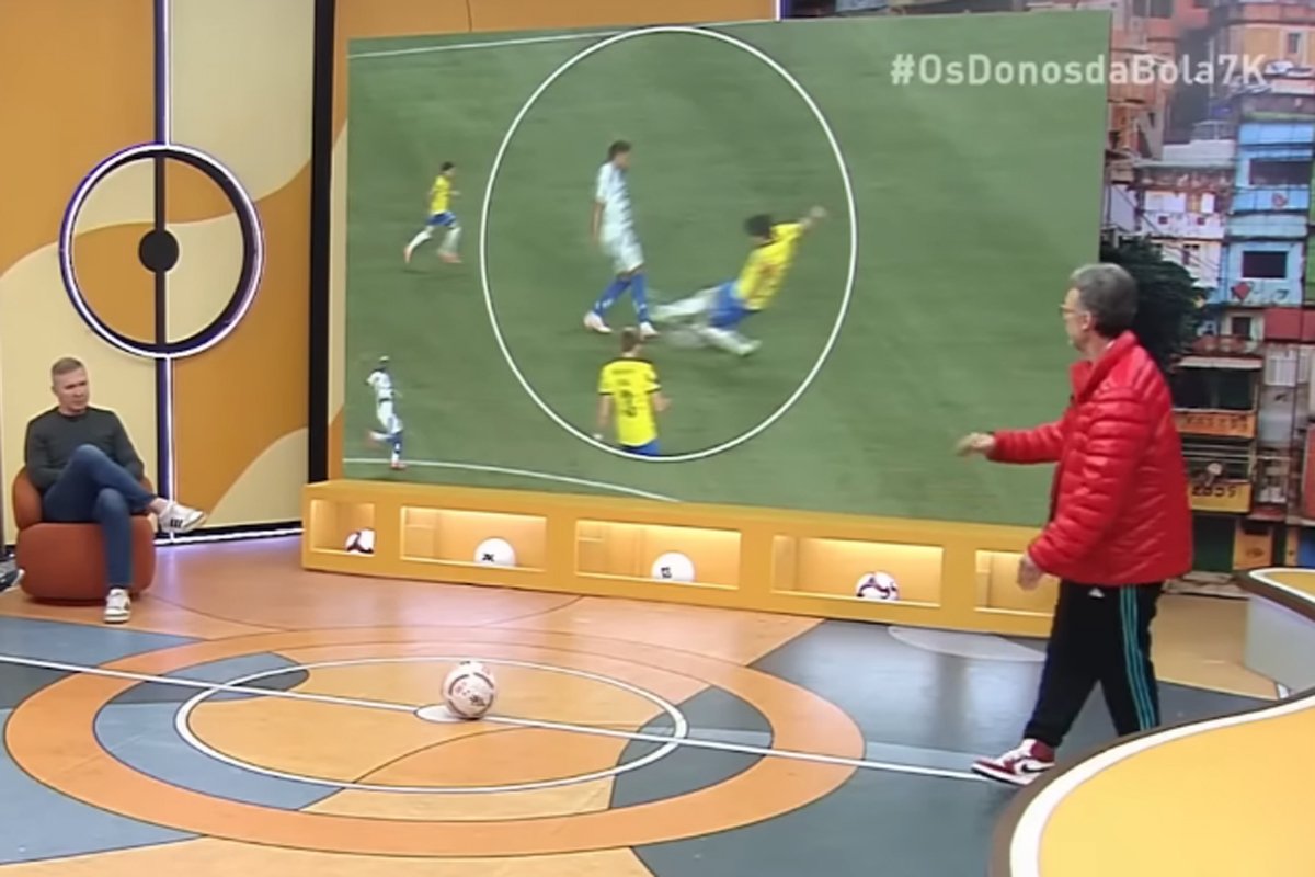 Velloso e Neto discutem em análise de lance do jogo entre Palmeiras e Cruzeiro (foto: Reprodução)