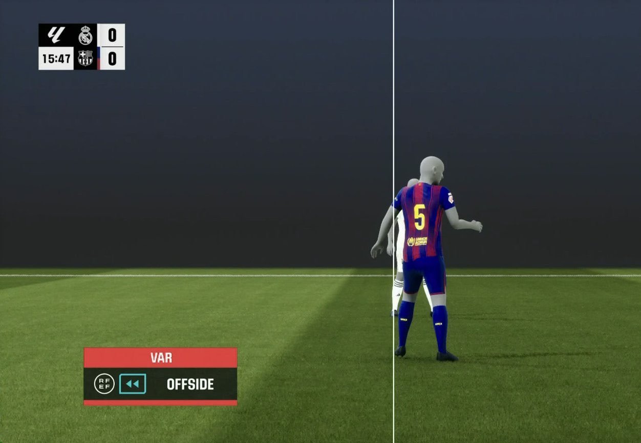 Imagem do VAR no momento do impedimento do gol do Real Madrid - (foto: ESPN/Reprodução)