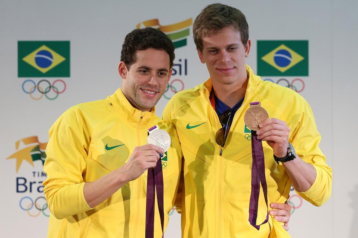 Thiago Pereira e César Cielo foram medalhistas de prata e bronze nos Jogos de Londres em 2012 - (foto: Satiro Sodre/AGIF)