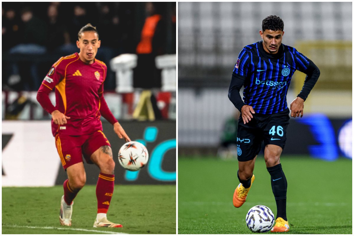 Atletas do Roma e do Internazionale atuado pelos seus respectivos times (foto: Divulgação/Roma e Divulgação/Internazionale)