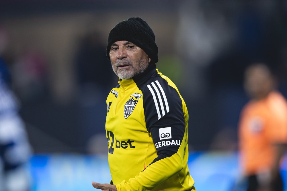 Sampaoli durante Del Valle x Atlético (foto: Pedro Souza/Atlético)