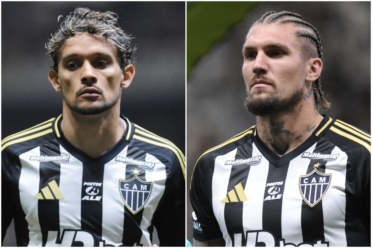 Gustavo Scarpa e Lyanco, jogadores do Atlético (foto: Montagem com imagens de Alexandre Guzanshe/EM/D.A. Press)