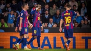 Equipe do Barcelona em campo - Crédito: 