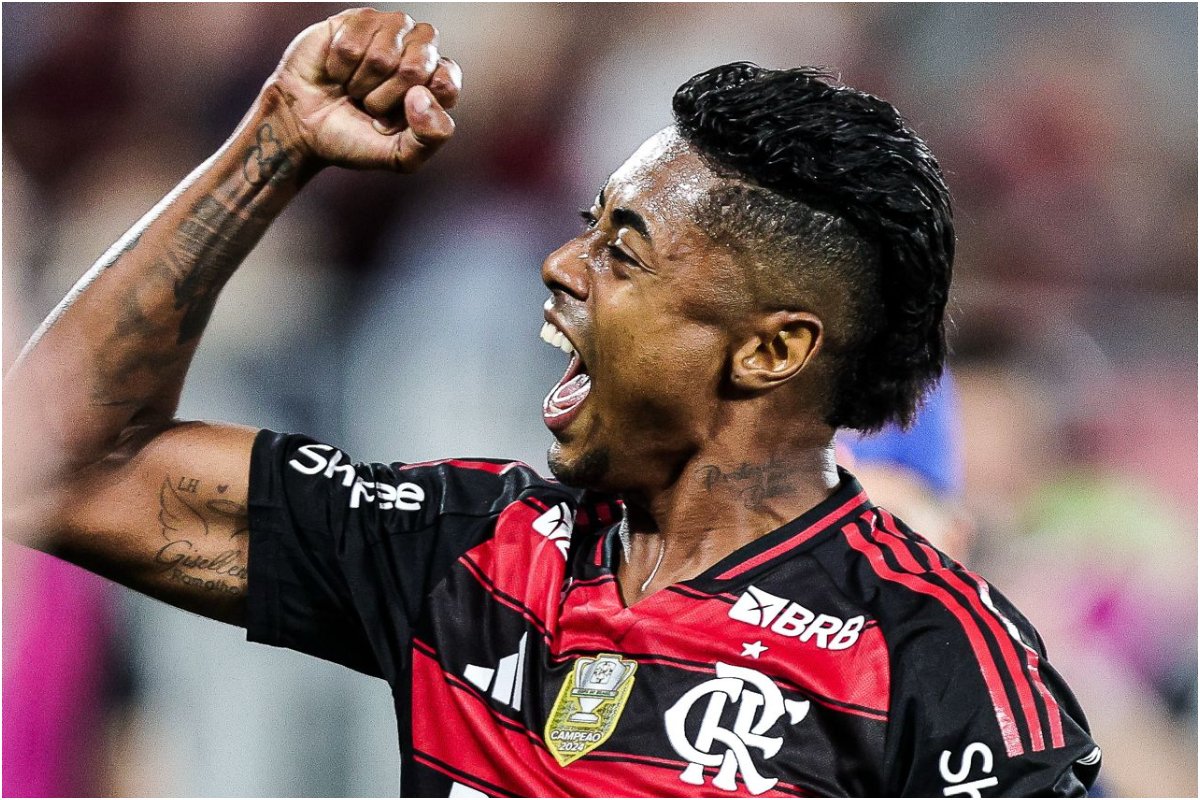 Bruno Henrique, do Flamengo, comemorando gol com punho cerrado e grito (foto: Divulgação/Flamengo)