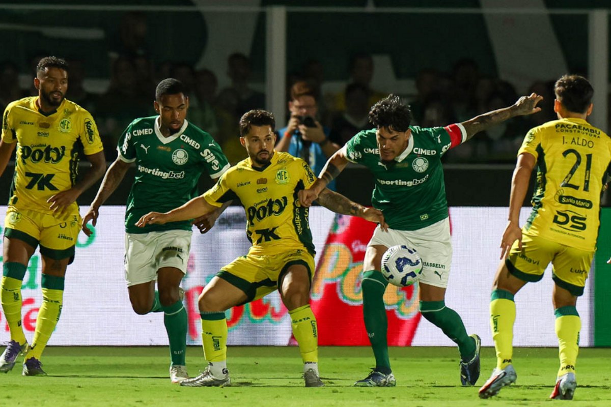 Lance do jogo entre Mirassol e Palmeiras pelo Brasileiro (foto: Cesar Greco/Palmeiras)