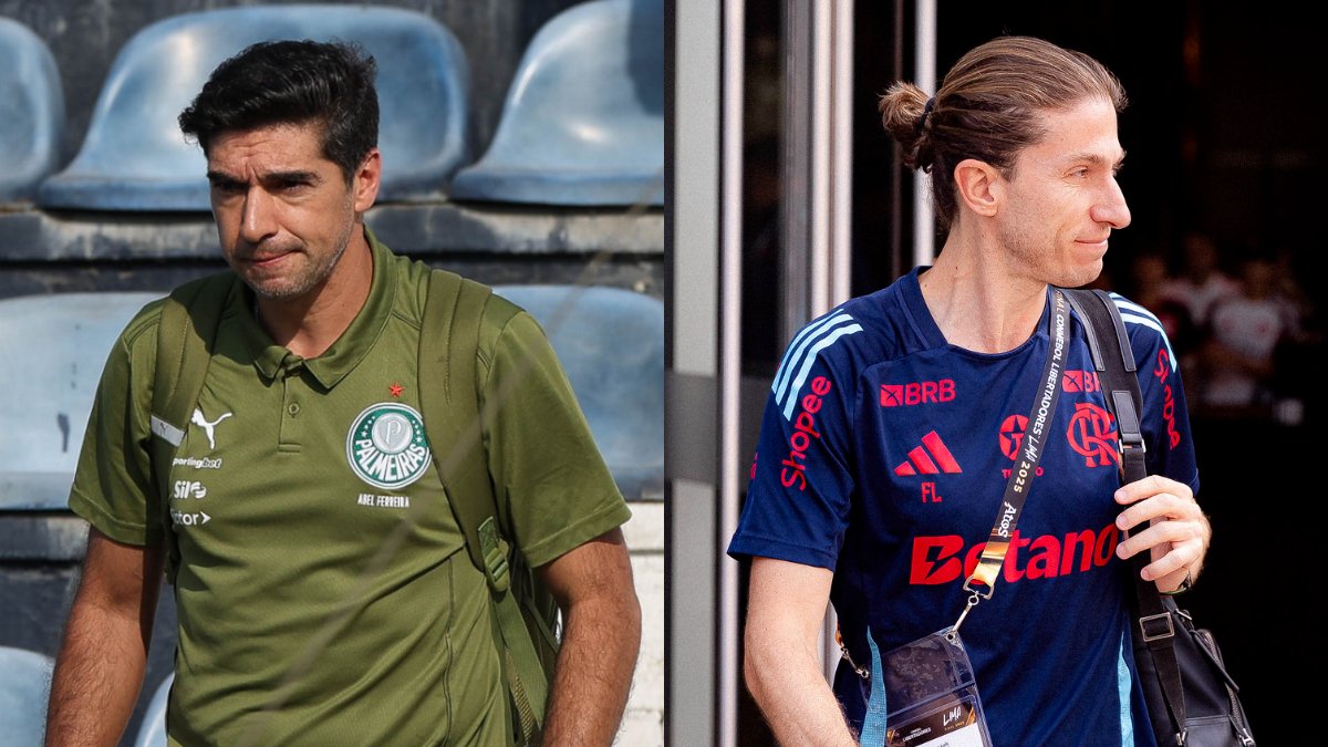 Abel Ferreira e Filipe Luís, técnicos de Palmeiras e Flamengo (foto: Cesar Greco/Palmeiras e Adriano Fontes/Flamengo)