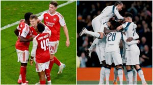 Jogadores do Arsenal e do Tottnham durante comemoração - Crédito: 