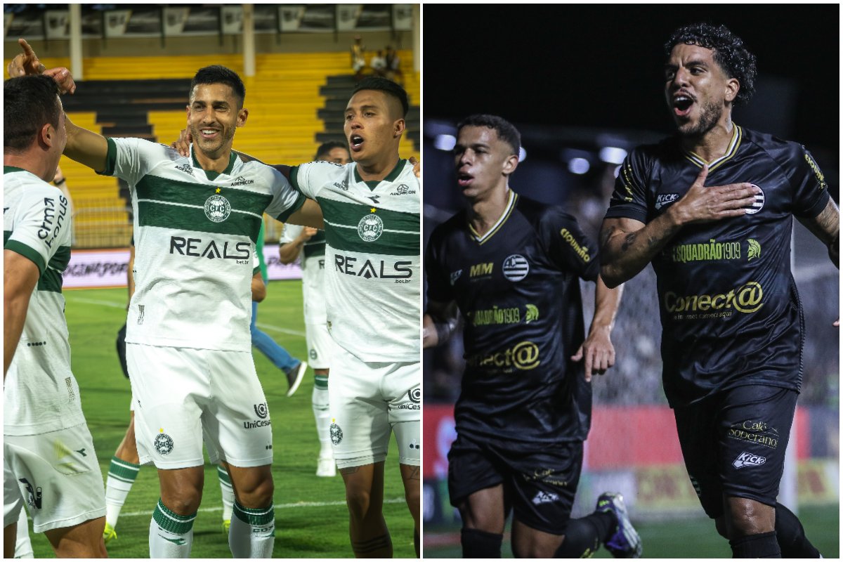 Jogadores do Coritiba e Athletic durante comemoração (foto: Divulgação/Coritiba e Divulgação/Athletic)