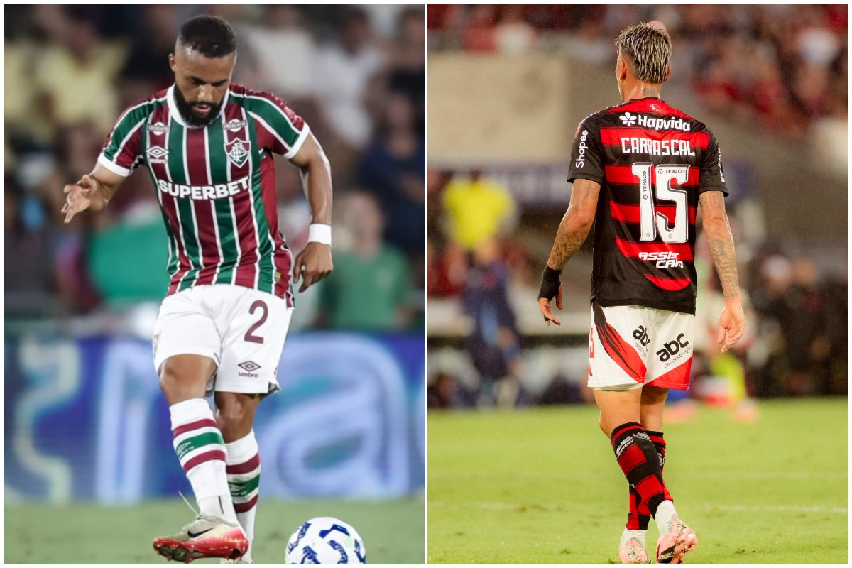 Jogadores do Fluminense e do Flamengo (foto: Marcelo Gonçalves/Fluminense e Adriano Fontes/Flamengo)