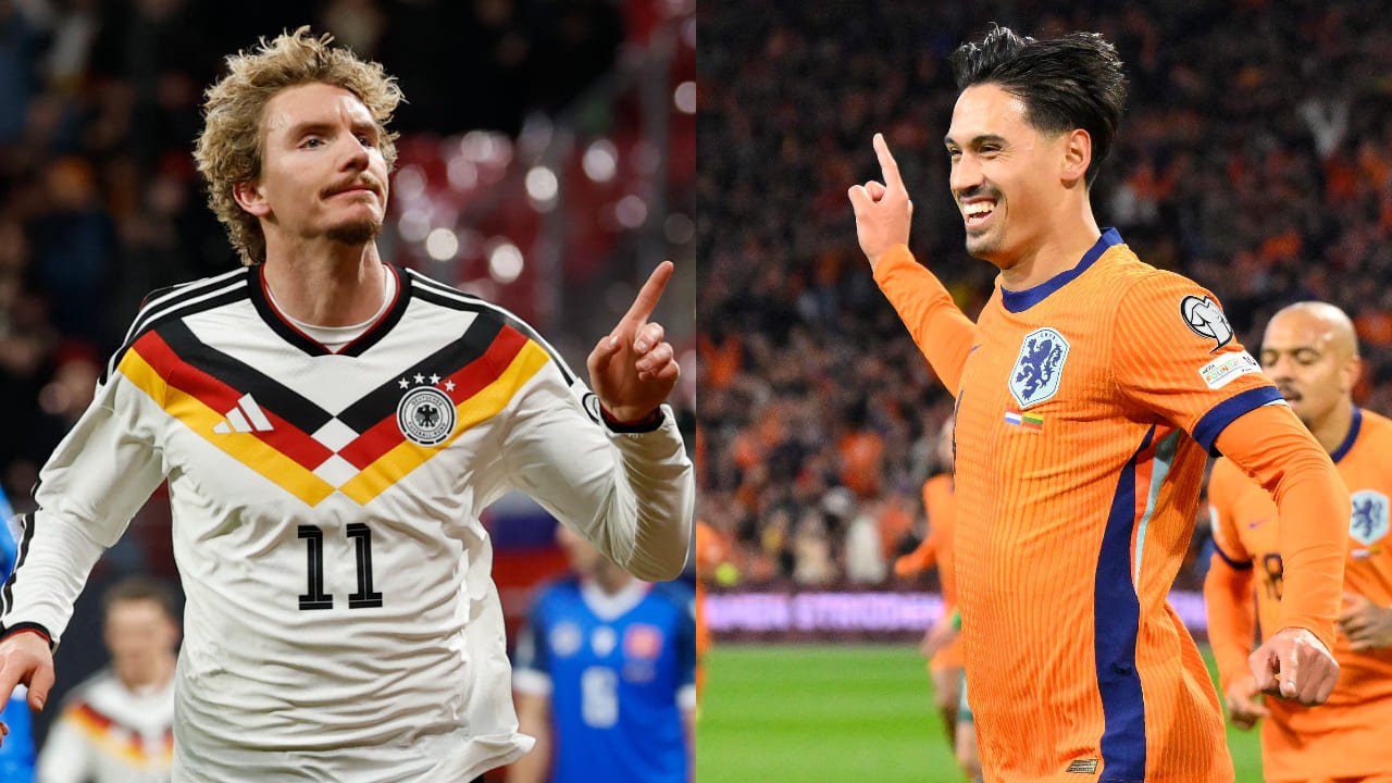 Woltemade e Reijnders, atletas de Alemanha e Holanda (foto: Odd ANDERSEN / AFP e JOHN THYS / AFP)