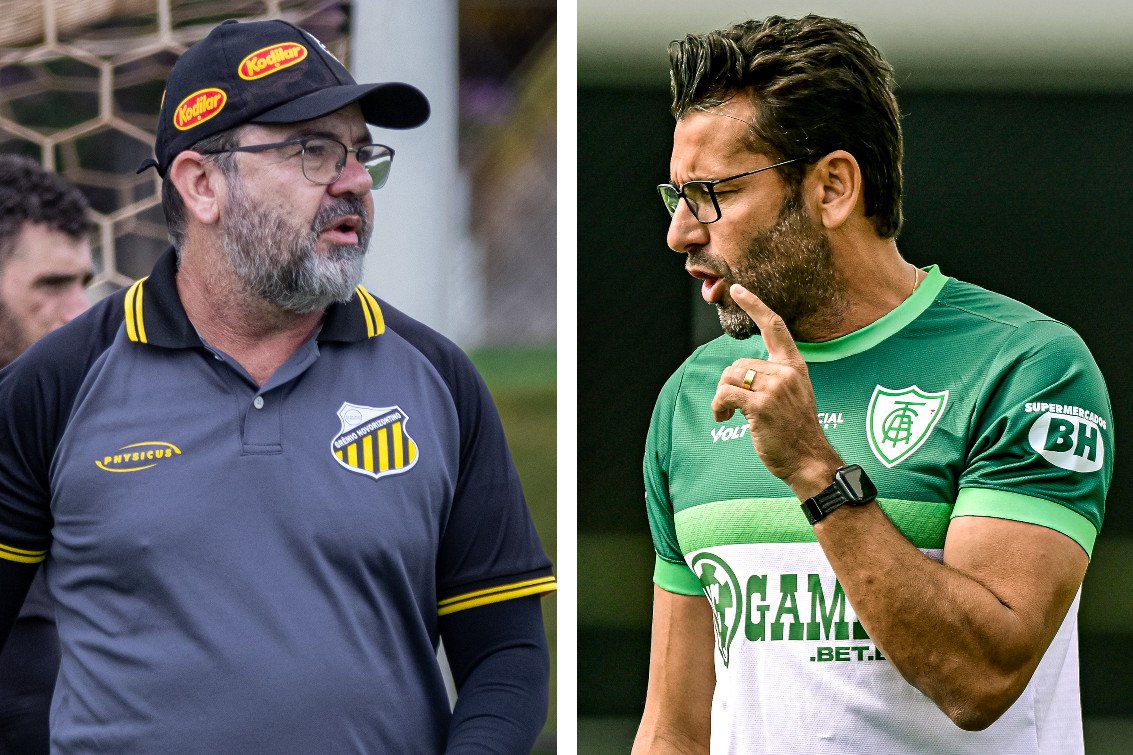 Enderson Moreira e Alberto Valentim, técnicos de Novorizontino e América (foto: Novorizontino/ Mourão Panda / América)