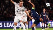 Harry Kane disputa bola com Marquinhos em PSG x Bayern (foto: FRANCK FIFE/AFP)