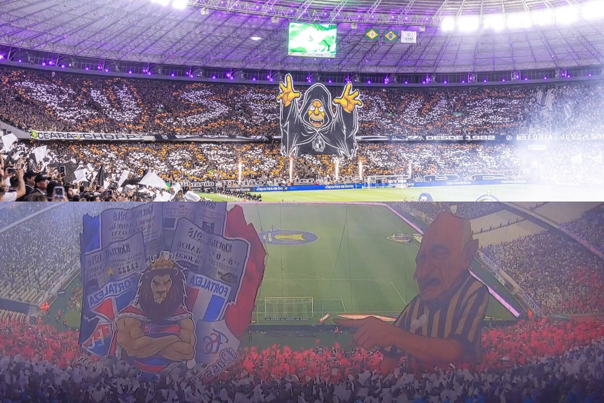 Mosaicos de torcedores de Ceará e Fortaleza no Castelão (foto: Stephan Eilert/Ceará - Reprodução)