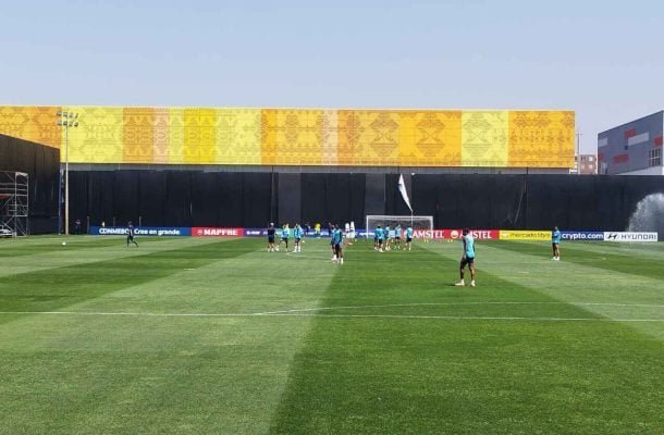 Elenco do Flamengo durante atividade, em Lima, na véspera da final (foto: Foto: Felipe Sbardella/Jogada10)