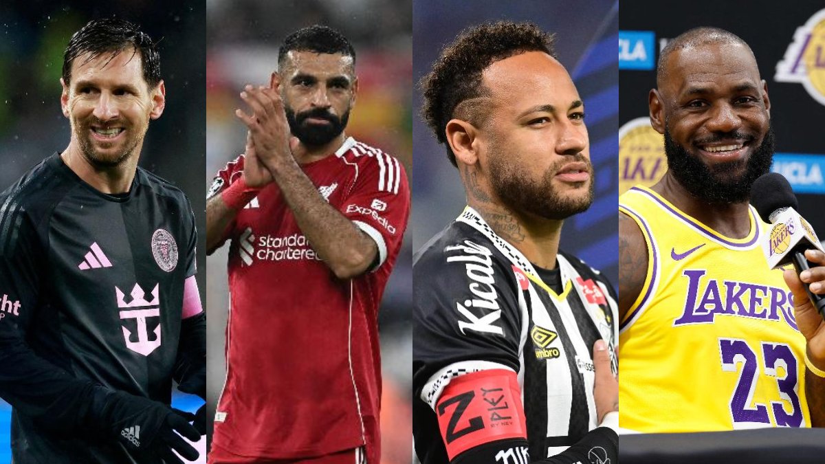Nomes de Messi, Salah, Neymar e Lebron coincidem com nomes de brasileiros (foto: JOHNNIE IZQUIERDO/AFP, PAUL ELLIS/AFP, Leandro Couri/EM/D.A Press e RONALD MARTINEZ/AFP)