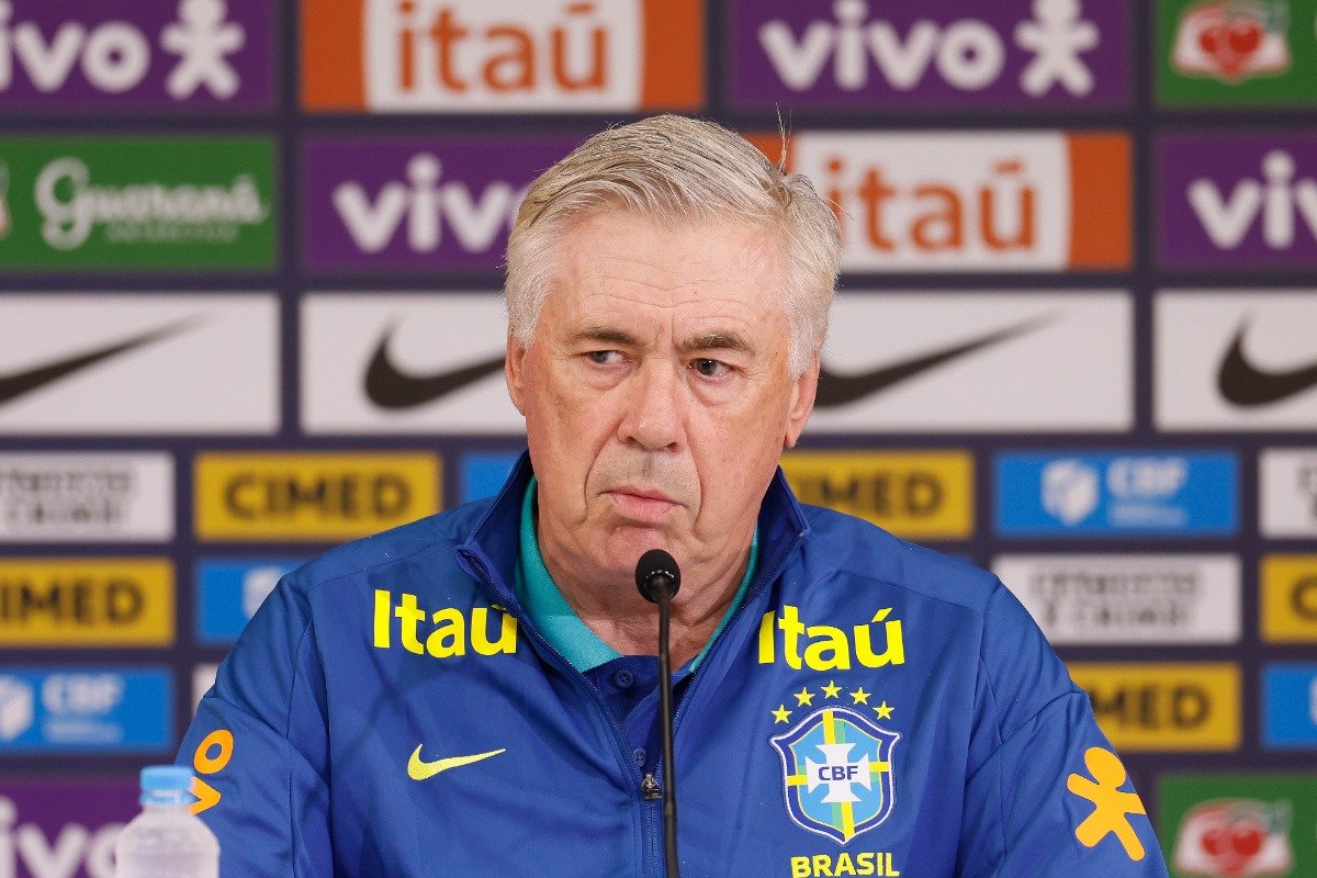 Carlo Ancelotti em coletiva pela Seleção Brasileira (foto: Rafael Ribeiro/CBF)