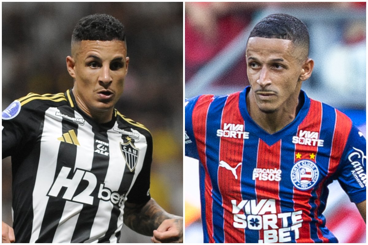 Arana e Luciano Juba vivem bons momentos por Atlético e Bahia (foto: Pedro Souza/Atlético e Rafael Rodrigues/EC Bahia)