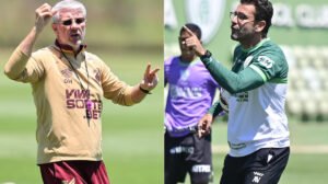 Odair Hellman e Alberto Valentin, técnicos de Athletico-PR e América - Crédito: 