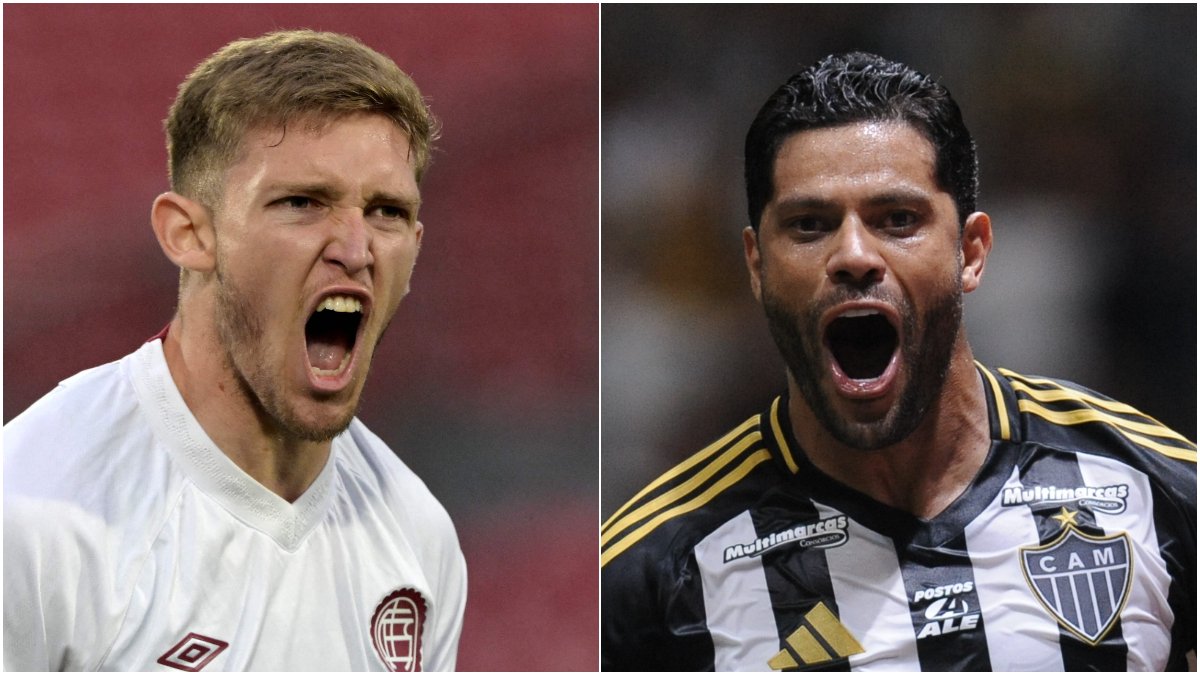 Castillo e Hulk são as principais esperanças de gol de Lanús e Atlético (foto: Rodrigo ARANGUA / AFP e Alexandre Guzanshe/EM/D.A. Press)