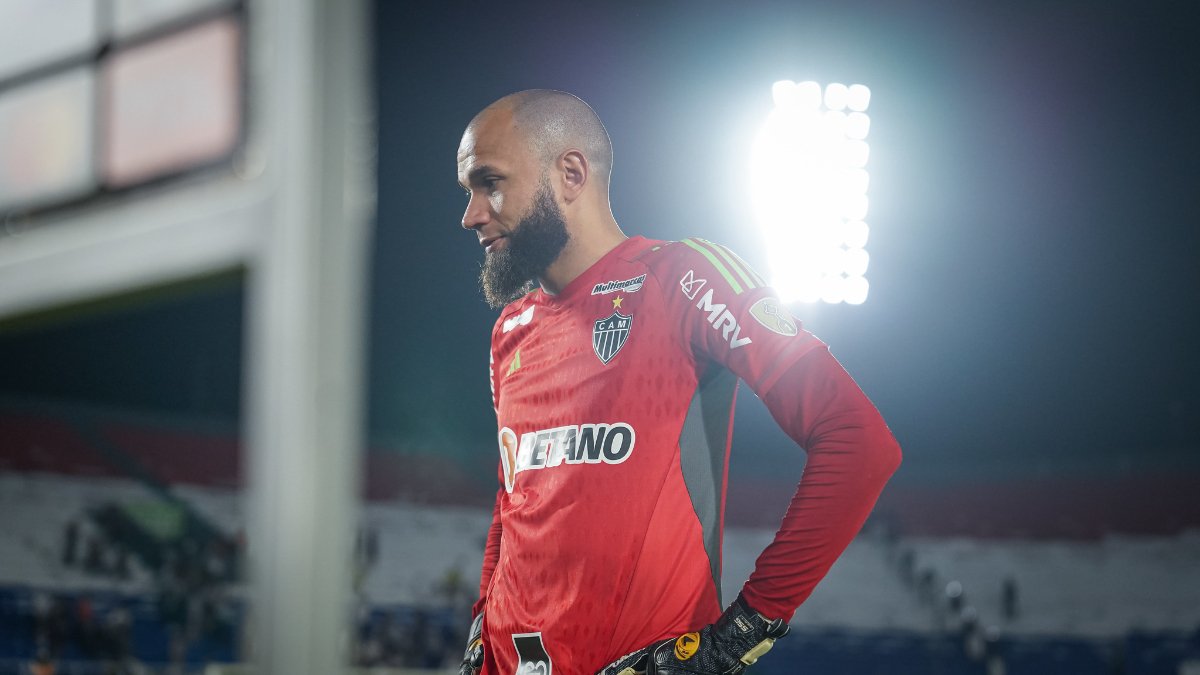 Everson, goleiro do Atlético, após confronto contra o Libertad-PAR, em 2023 (foto: Pedro Souza/Atlético)