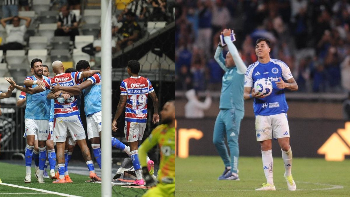 Deyverson, em Atlético x Fortaleza; e Kaio Jorge, em Cruzeiro x Grêmio; marcaram hat-tricks (foto: Alexandre Guzanshe/EM/D.A. Press.)