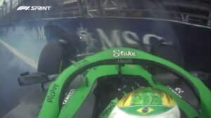 Momento em que Gabriel Bortoleto se acidentou em Interlagos - Crédito: 
