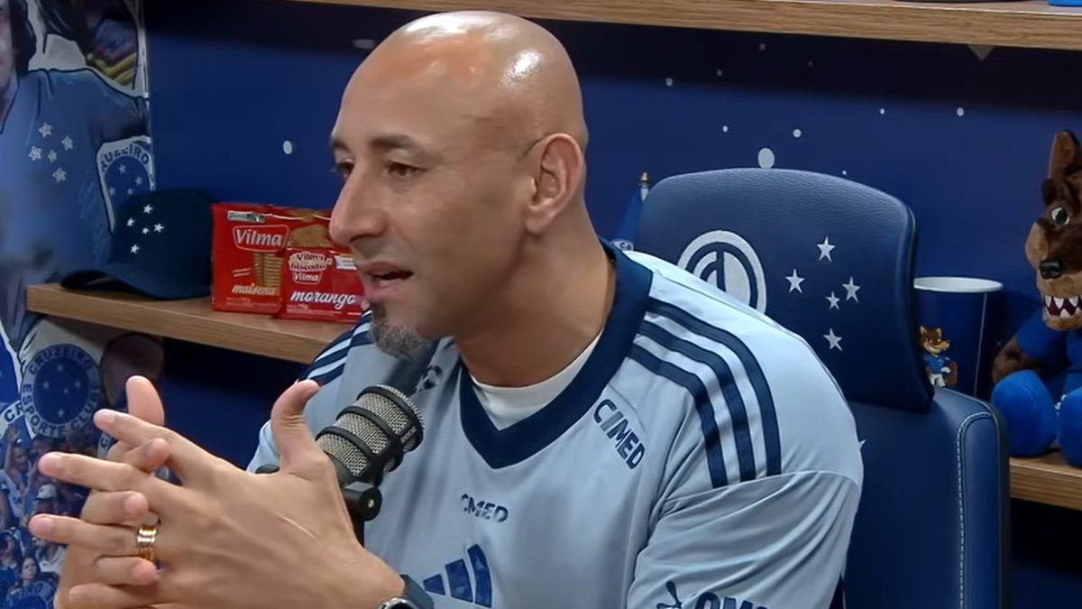 Ex-goleiro Gomes em participação no Cruzeiro Cast - (foto: Reprodução/Cruzeiro)