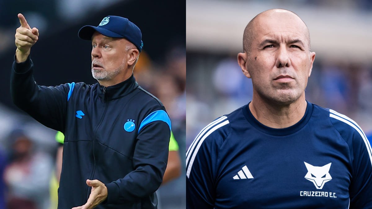 Mano Menezes, técnico do Grêmio, e Leonardo Jardim, comandante do Cruzeiro (foto: Lucas Uebel/Grêmio; Gustavo Aleixo/Cruzeiro)