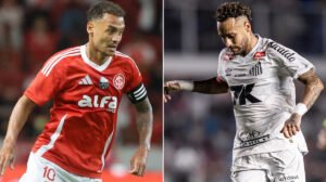 Alan Patrick (Internacional) e Neymar (Santos) - Crédito: 
