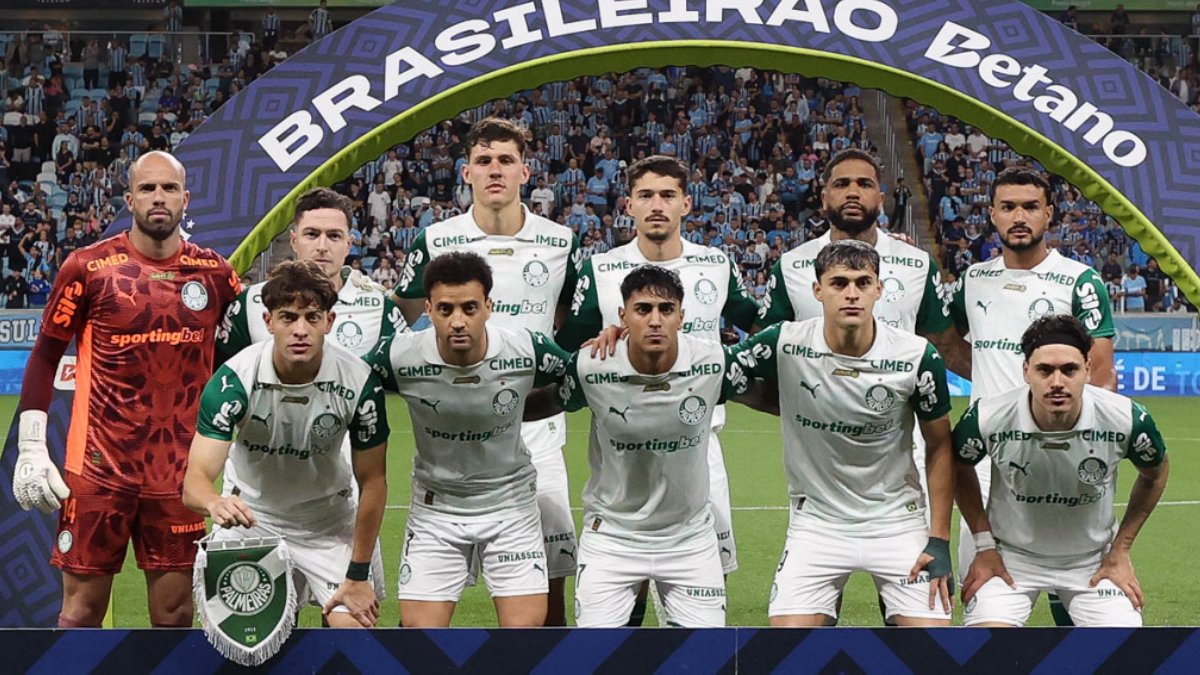 Jogadores do Palmeiras antes de partida pelo Brasileiro (foto: Cesar Greco/Palmeiras)