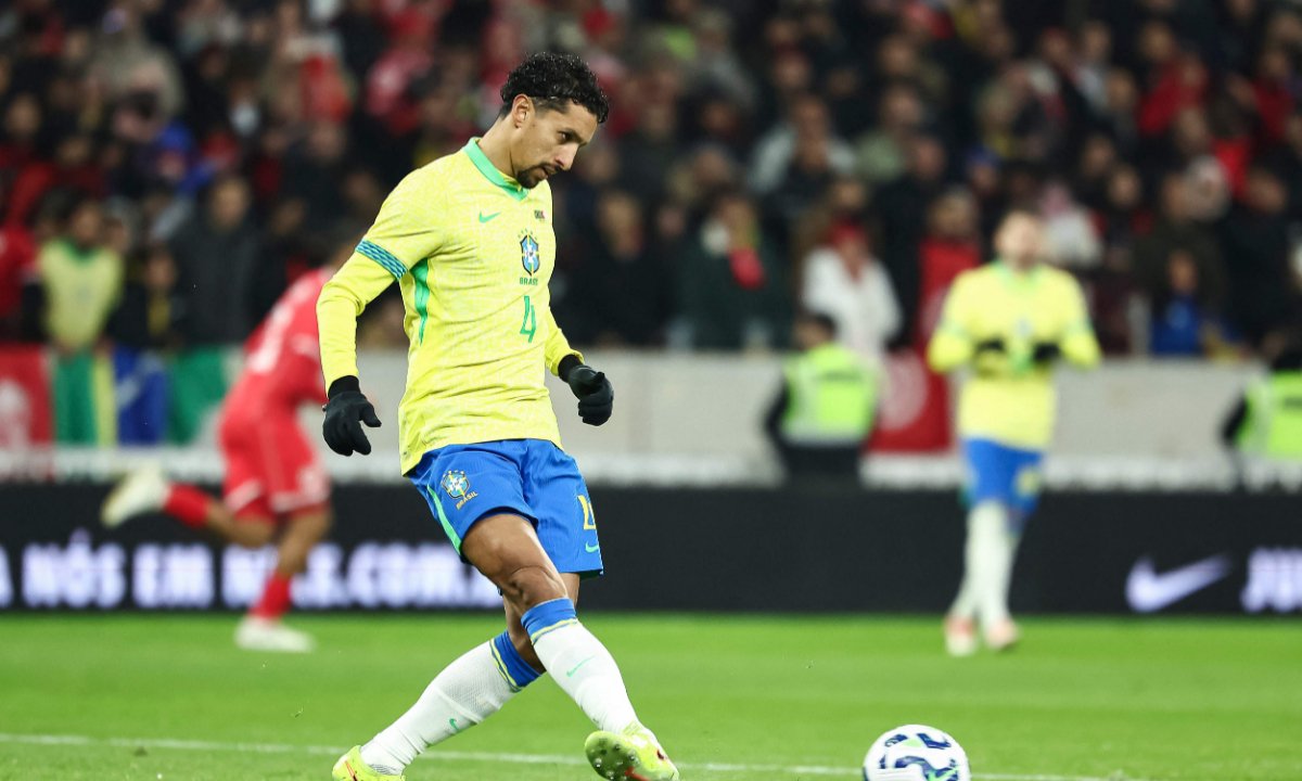 Marquinhos, capitão da Seleção Brasileira em amistoso contra a Tunísia (foto: AFP)